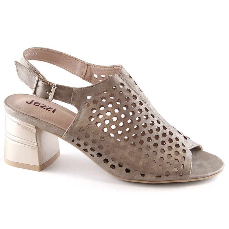 Női áttört arany magassarkú szandál Jezzi MR1954A-14 aranysárga