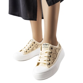 Lee Cooper LCW23-44-1620 bézs áttört tornacipő