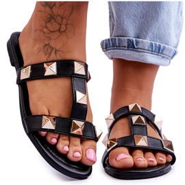 Női papucs nagy szegecsekkel, fekete Mercure