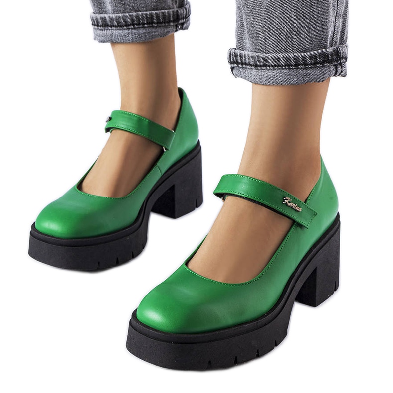 BM Zöld bőr pumpák a Karino-tól