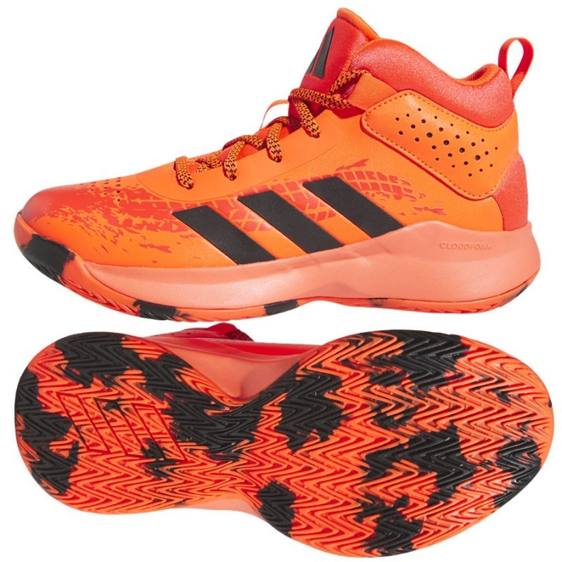 Kosárlabda cipő adidas Cross Em Up 5 K Wide Jr HQ8494 narancssárga narancs és vörös Kosárlabda cipő adidas Cross Em Up 5 K Wide Jr HQ8494 narancssárga narancs és vörös