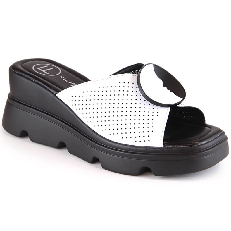 Női bőr ékpapucs fehér Filippo DS4608
