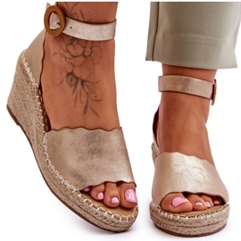 Bőr Wedge Sandals Comfort Shoe Golden Verola aranysárga