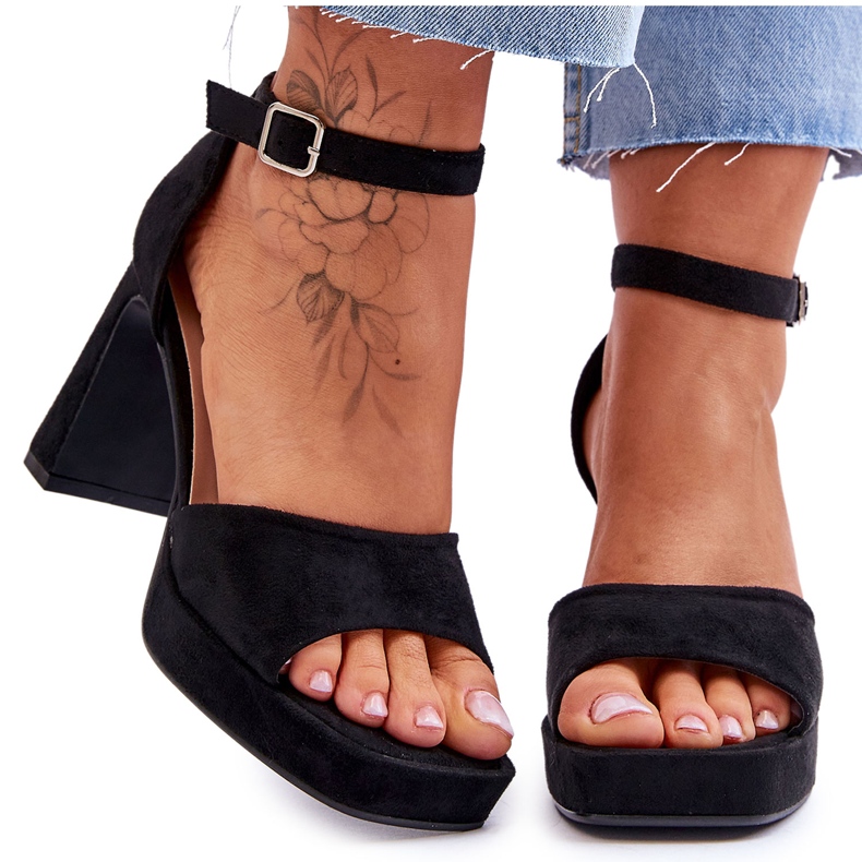 Velúr Classic Platform Sandals Fekete Classy
