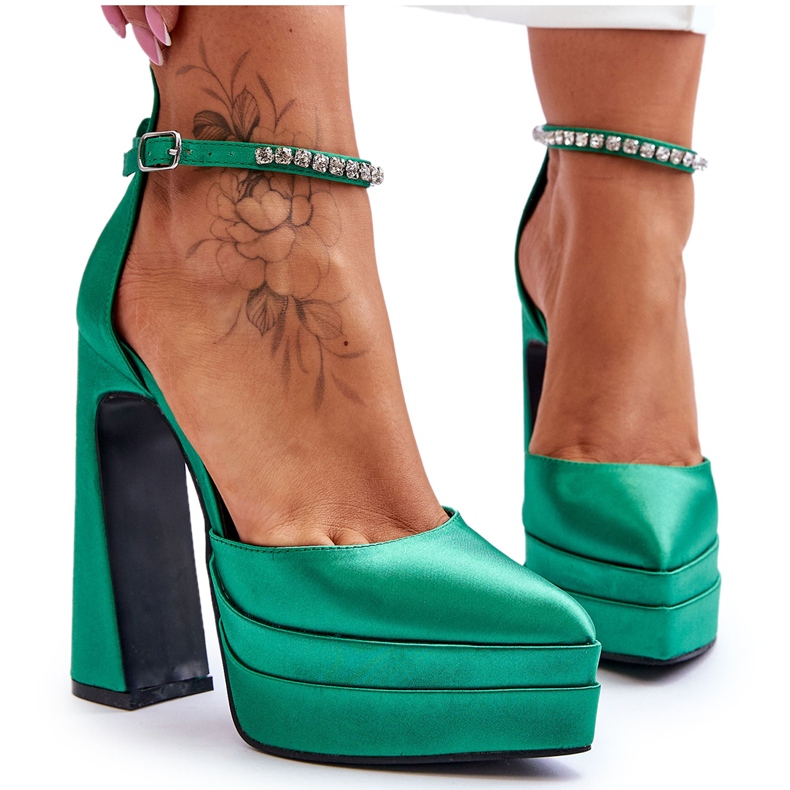 Divatos Pumpák Sarkon Zöld Santoro