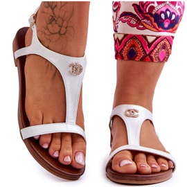 Lapos szandál díszítéssel S.Barski KV-5541-45 Ezüst