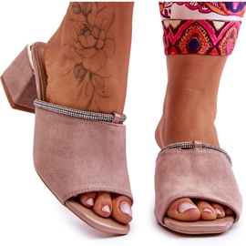 S.Barski Velúr magassarkú papucs KV-612-2 Bézs