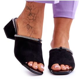 S.Barski Velúr magassarkú papucs KV-612-2 Fekete