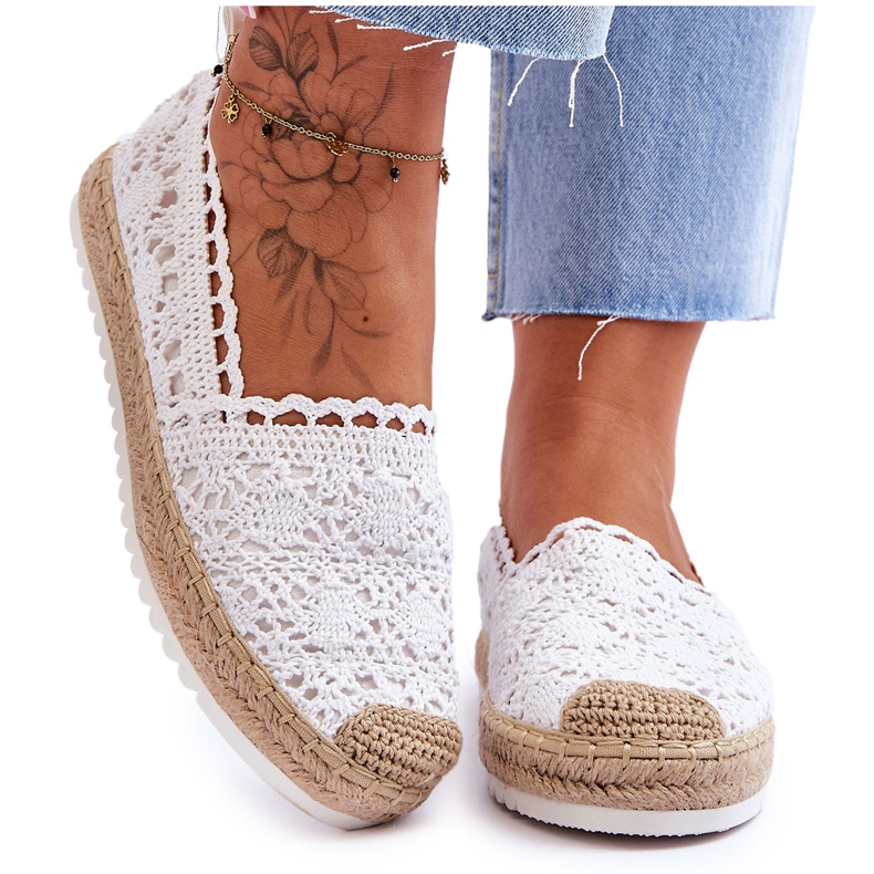 FE1 Csipke Slip-on Espadrilles White Blanco fehér FE1 Csipke Slip-on Espadrilles White Blanco fehér