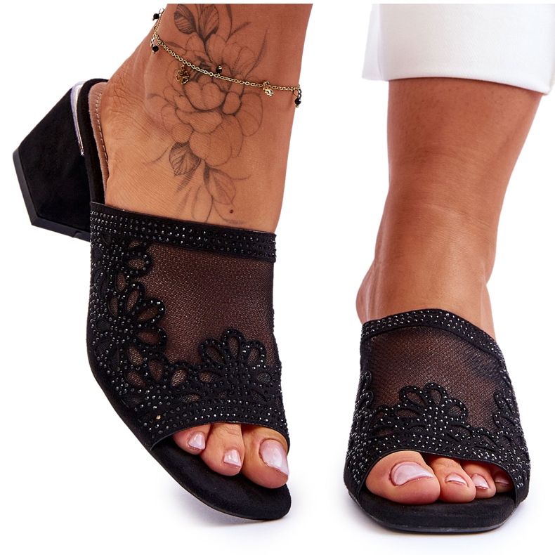 Sarkú papucs hálóval S.Barski KV-612-1 Fekete