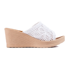 W. Potocki Női ékpapucs áttört övvel, fehér Potocki