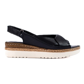 W. Potocki Női alacsony ékszandál Potocki fekete