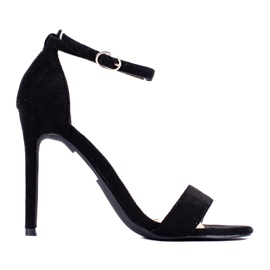 W. Potocki Velúr szandál magas sarkú Potocki fekete