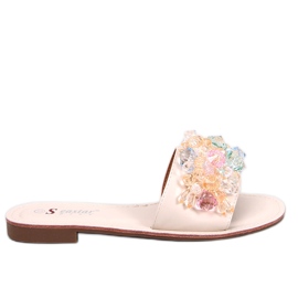 Estrada Beige csúszkák színes kövekkel bézs Estrada Beige csúszkák színes kövekkel bézs