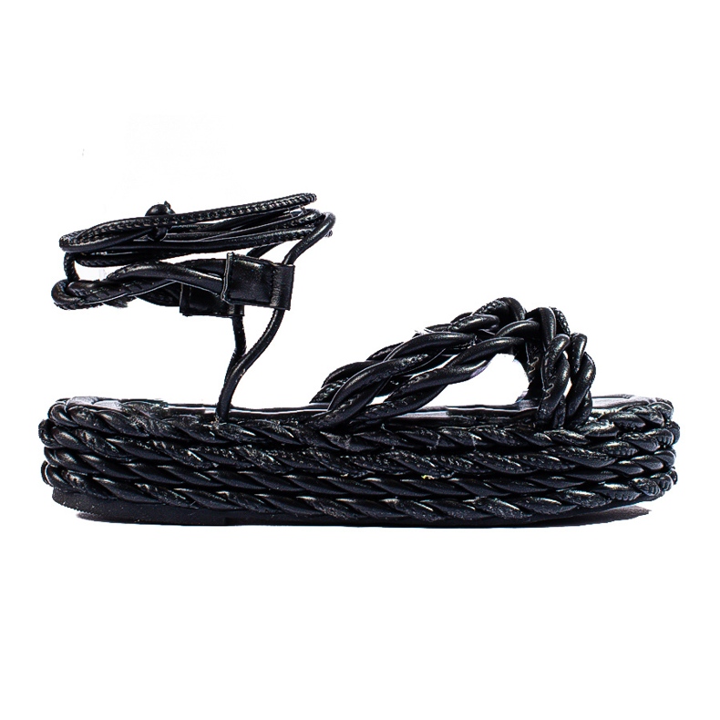 Fekete Shelovet szövött platformszandál