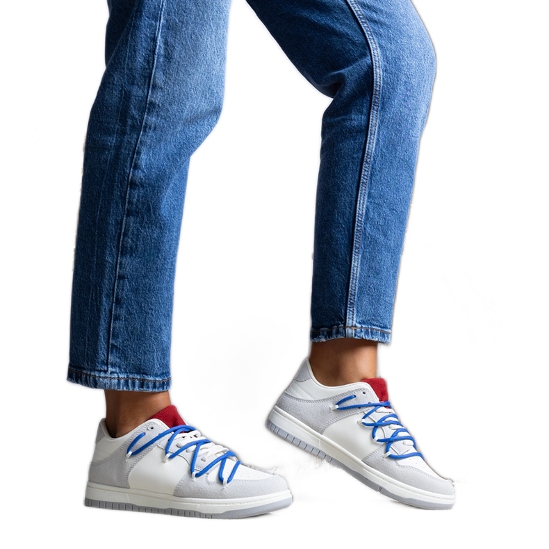 Aucoin szürke tornacipő sötétkék fűzővel fehér