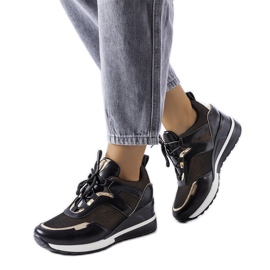 Venezia Vincez fekete-arany ék alakú tornacipő