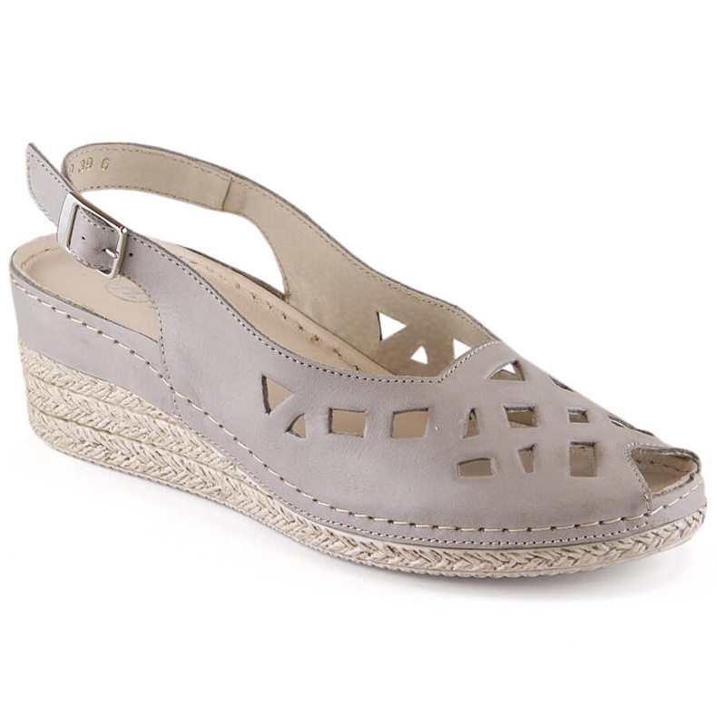 Kényelmes női bőr ékszandál szürke Helios 110-33