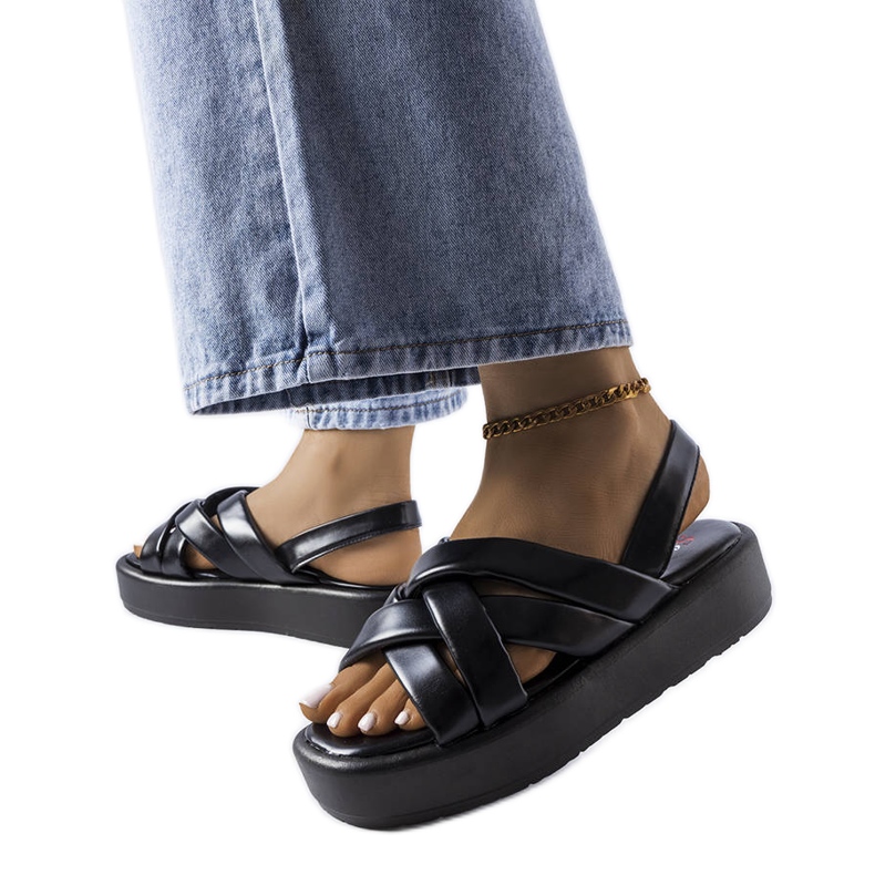 Fekete Horseshoe platform szandál