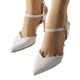 Gallia ezüst fényes sarkú cipő