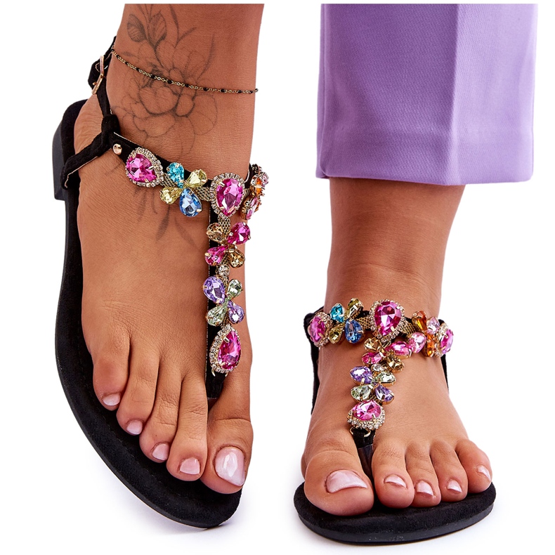 Velúr papucsok kövekkel, fekete frenciával