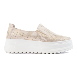 Női bőr slip arany cipő Shelovet aranysárga