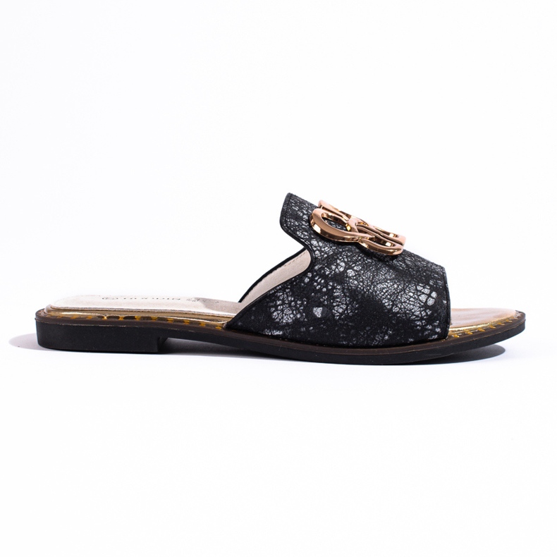 Női rózsaszín papucs arany díszítéssel a Shelovet cégtől fekete