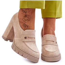 Vinceza Elegáns velúr magassarkú bézs Mintore