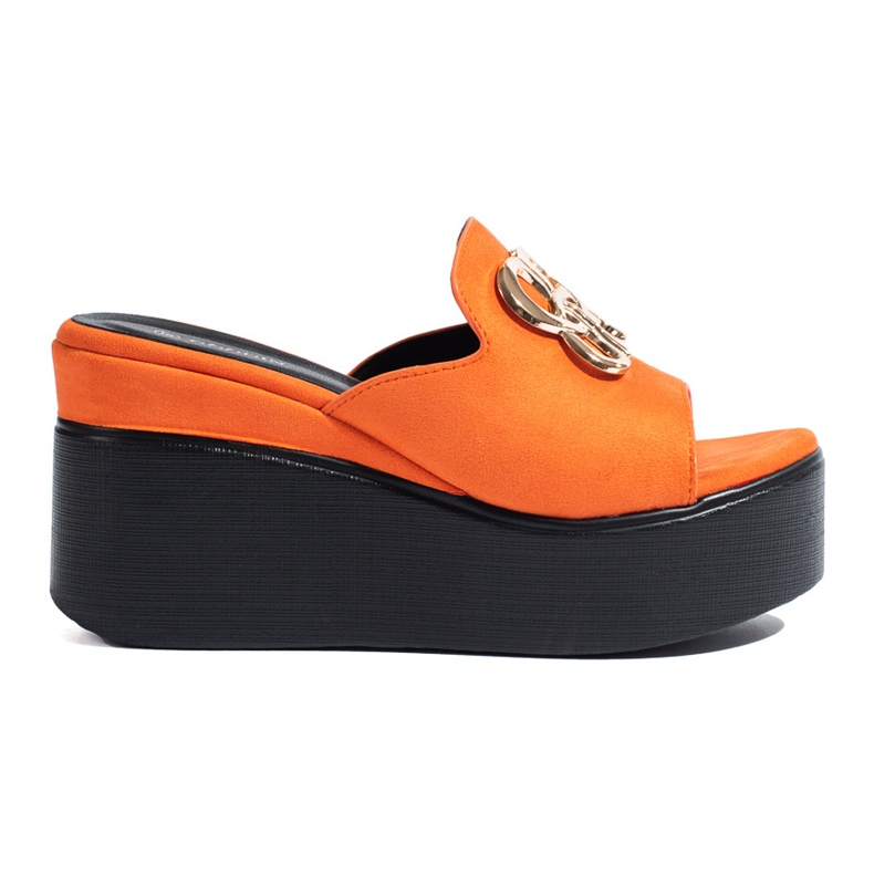 Shelovet narancssárga velúr ékpapucs