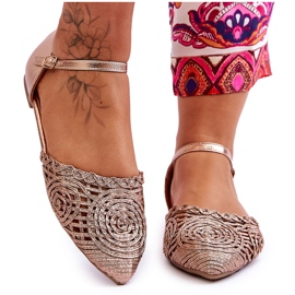 FM1 Elegáns női szandál lapos rózsa arany Sheia aranysárga