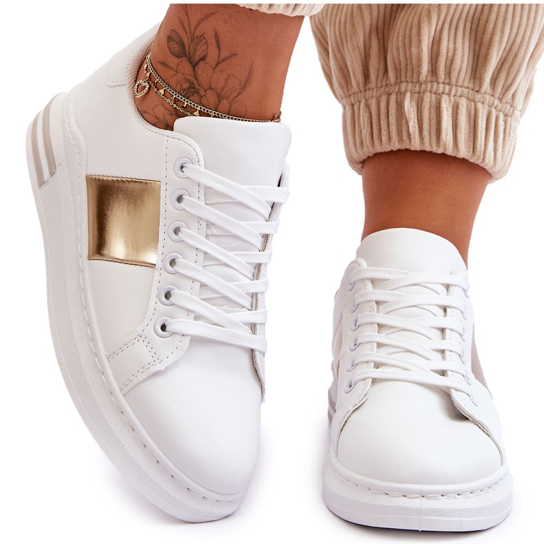 Klasszikus fehér és arany Follow Me sportcipők