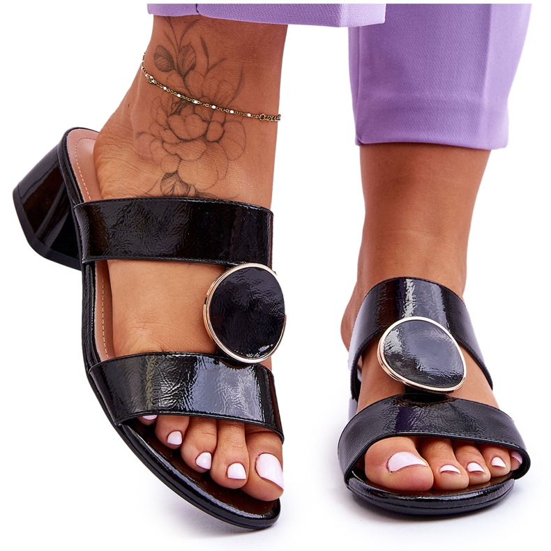 Elegáns magassarkú Sergio Leone KL310 fekete