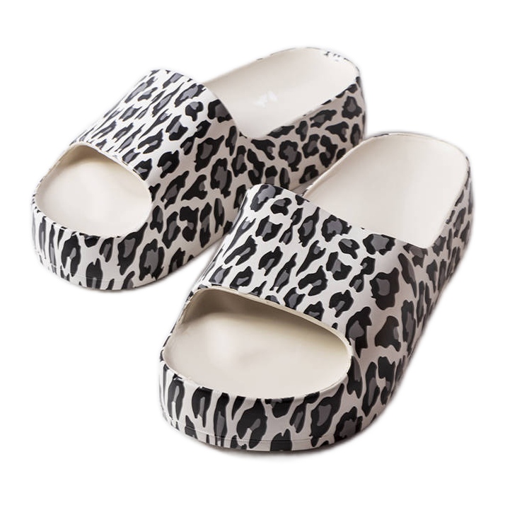 Galena fehér leopárd platformpapucs