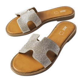 Ezüst csúszdák Lazure bőrbetéttel Ezüst csúszdák Lazure bőrbetéttel