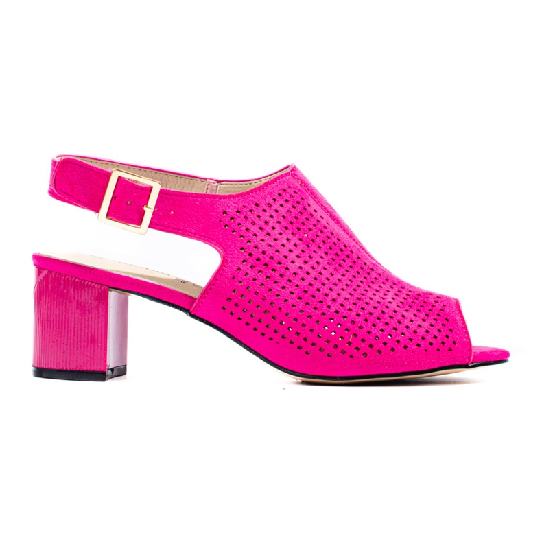 Női áttört fukszia velúr sarkú szandál Shelovet rózsaszín