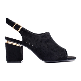Vinceza Fekete velúr magas sarkú szandál a Vincezától