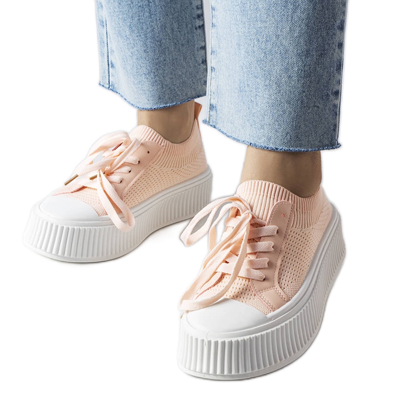 Rózsaszín szövet tornacipő a Mallus platformon