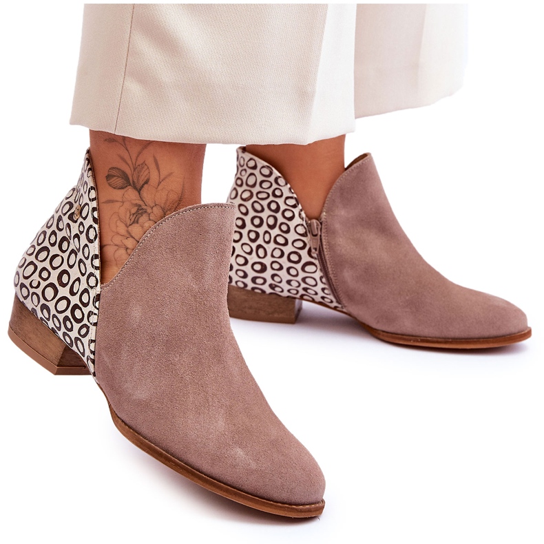 Maciejka foltos bőrcsizma 04091-55 Sötétbézs