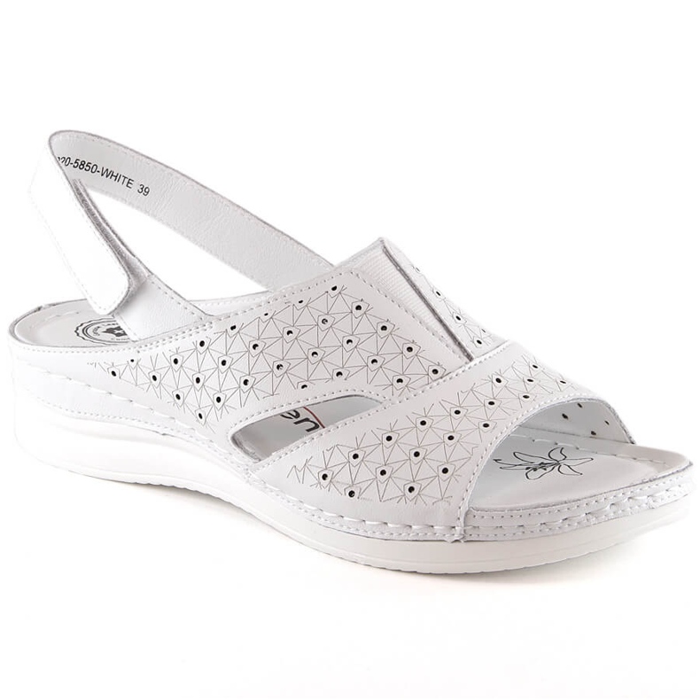 Kényelmes női bőr szandál tépőzárral, fehér eVento 5850