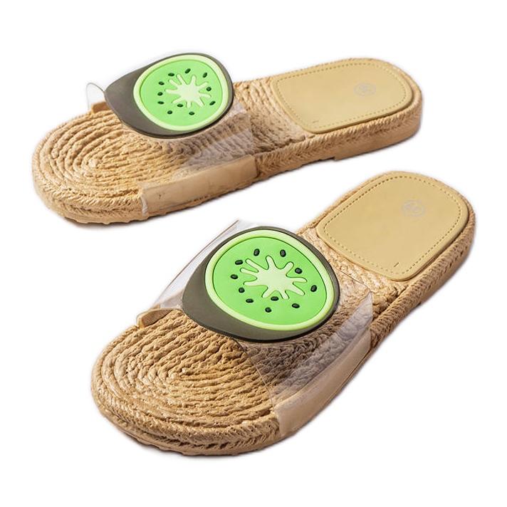 Átlátszó papucs Foddie díszítéssel bézs