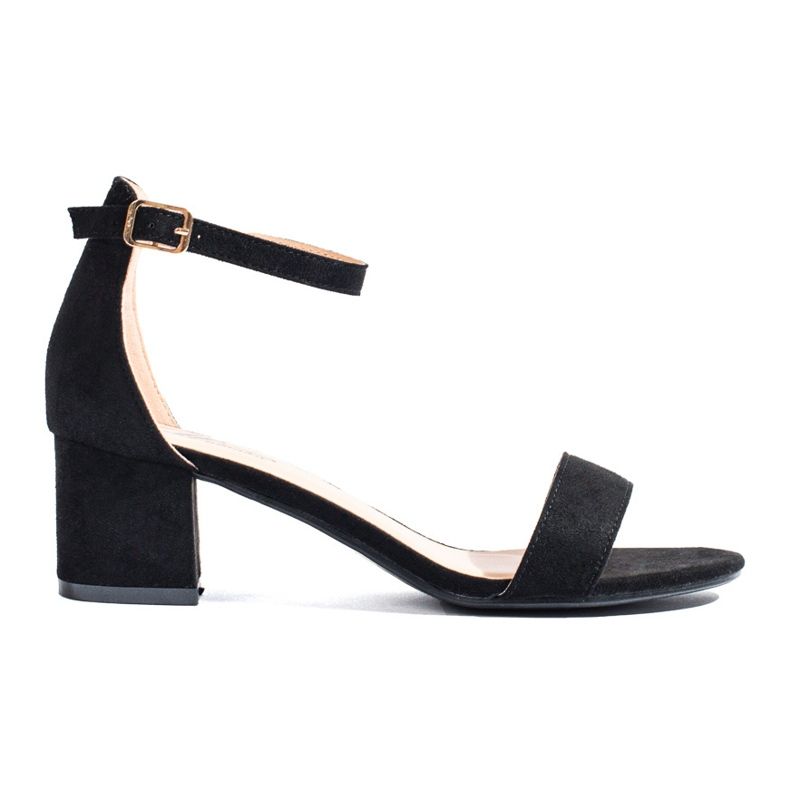 Fekete velúr alacsony sarkú szandál a Shelovet márkától