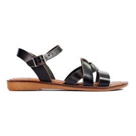 W. Potocki Női bőr szandál Potocki fekete