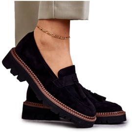 Vinceza Női velúr cipők a fekete Unni platformon