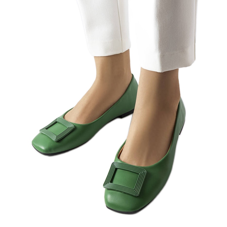 Zöld balerinák Sheller csattal