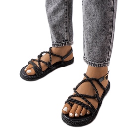 Fekete fonott szandál a Burwell cégtől