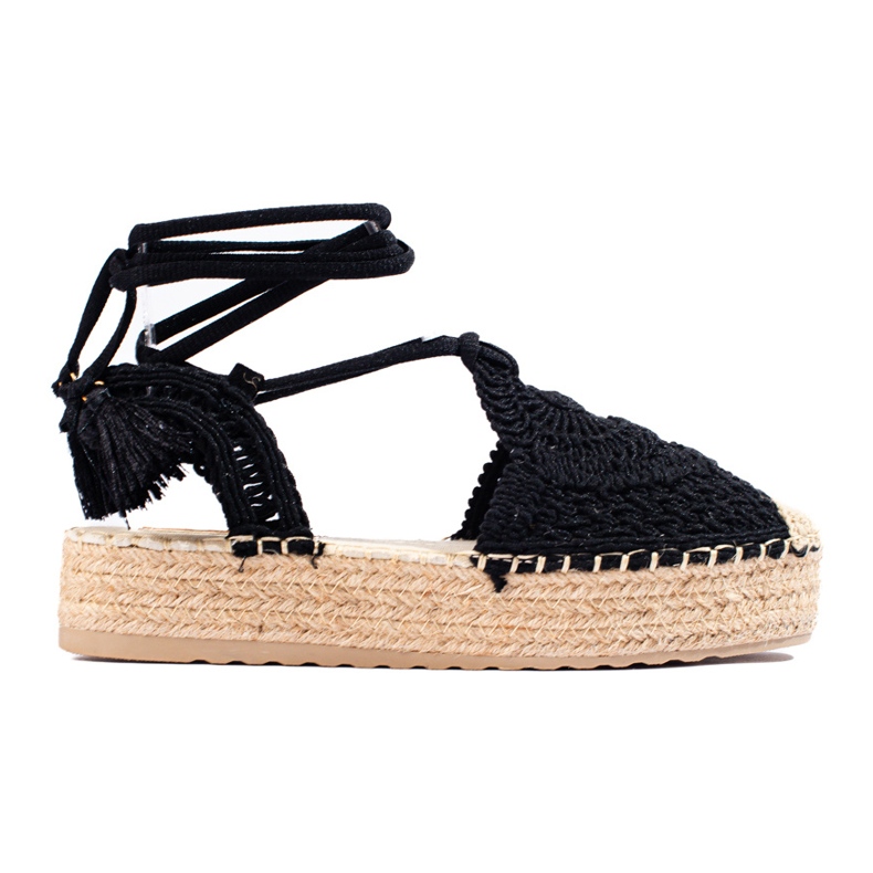 Fekete platform espadrillák a Shelovet boho-tól Fekete platform espadrillák a Shelovet boho-tól