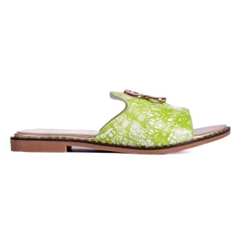 Női zöld papucs arany díszítéssel a Shelovet cégtől Női zöld papucs arany díszítéssel a Shelovet cégtől