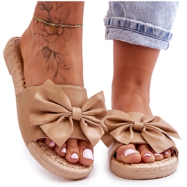 FK1 Divatos női papucs masnival bézs Estera színben