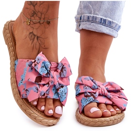 FK1 Női csúszdák egy masnival, rózsaszín virággal FK1 Női csúszdák egy masnival, rózsaszín virággal