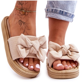 FK1 Női velúr papucs masni bézs kerítéssel